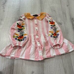 Colorful Embroidered Kids Blouse top size 2y brand bonjour